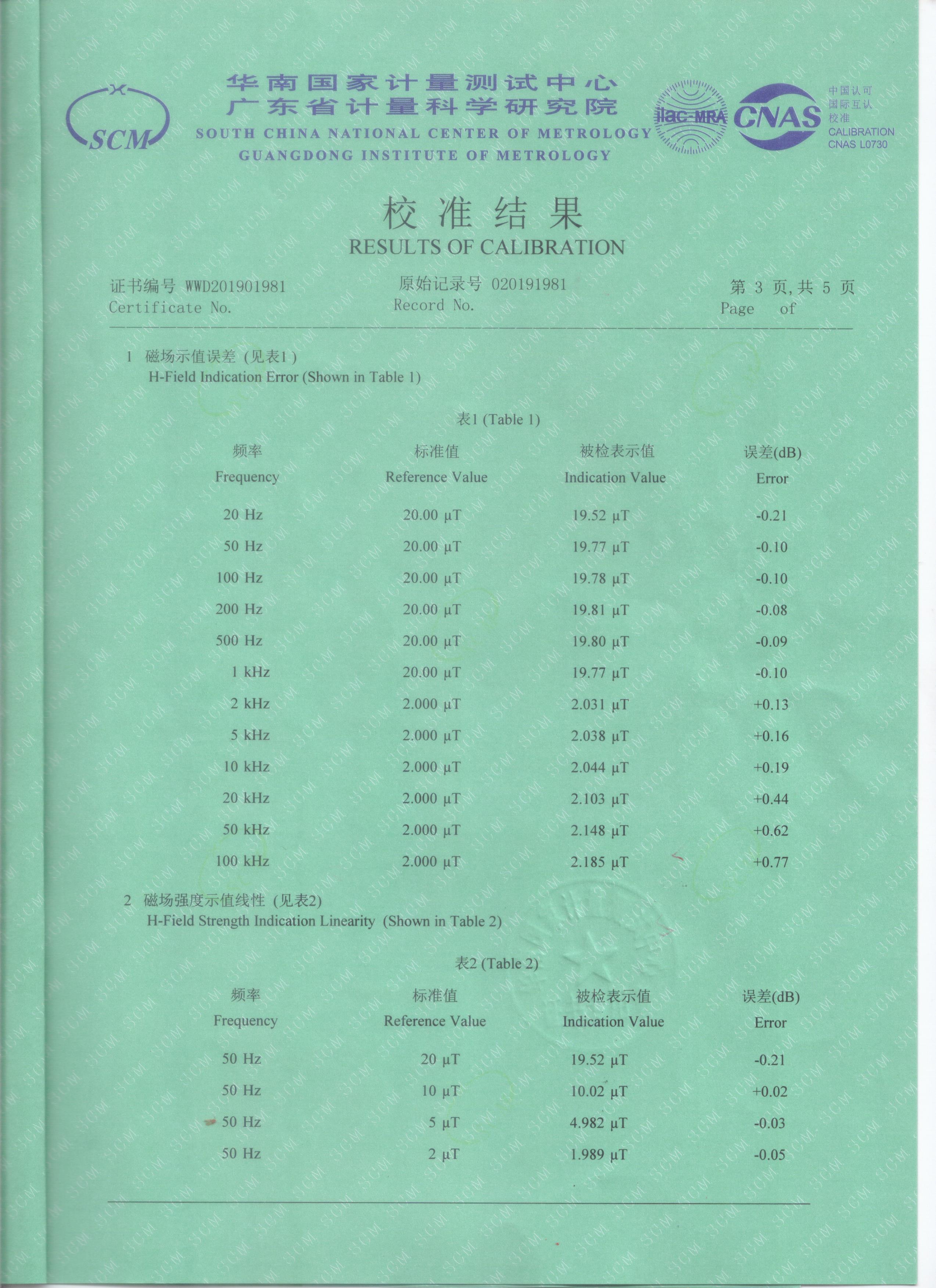德国Fauser低频电磁辐射检测仪FM10 计量报告