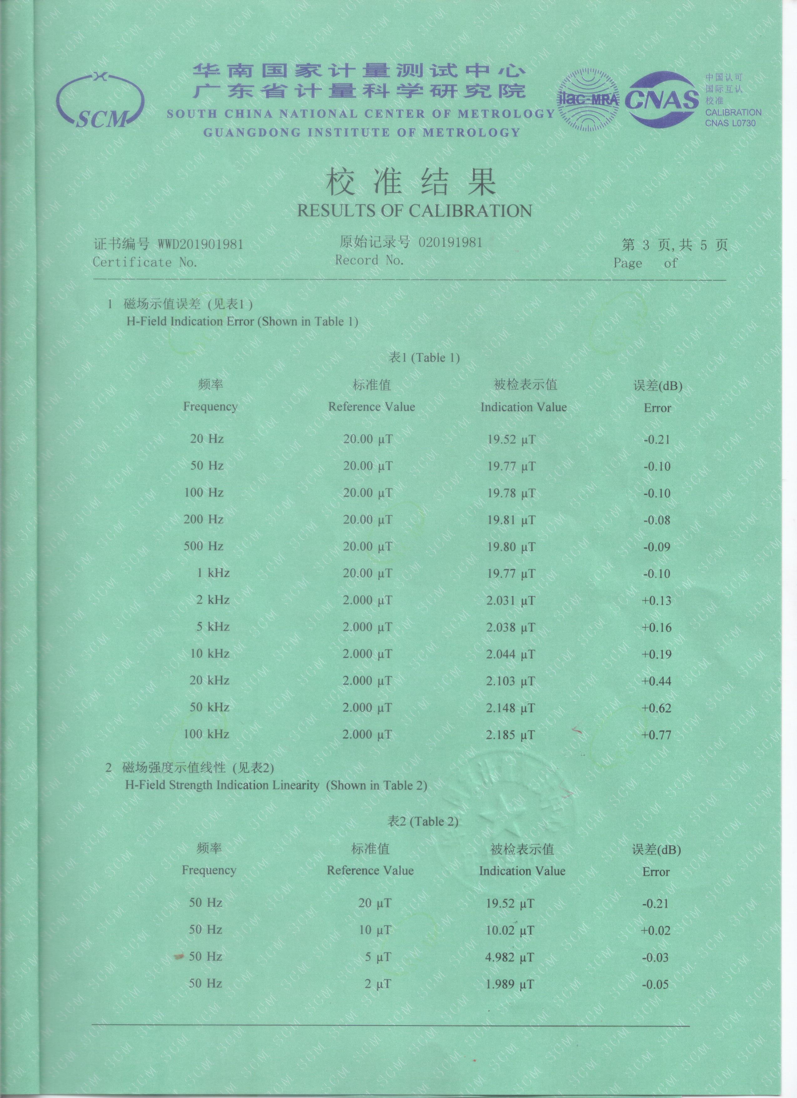 德国Fauser低频电磁辐射检测仪FM10 计量报告