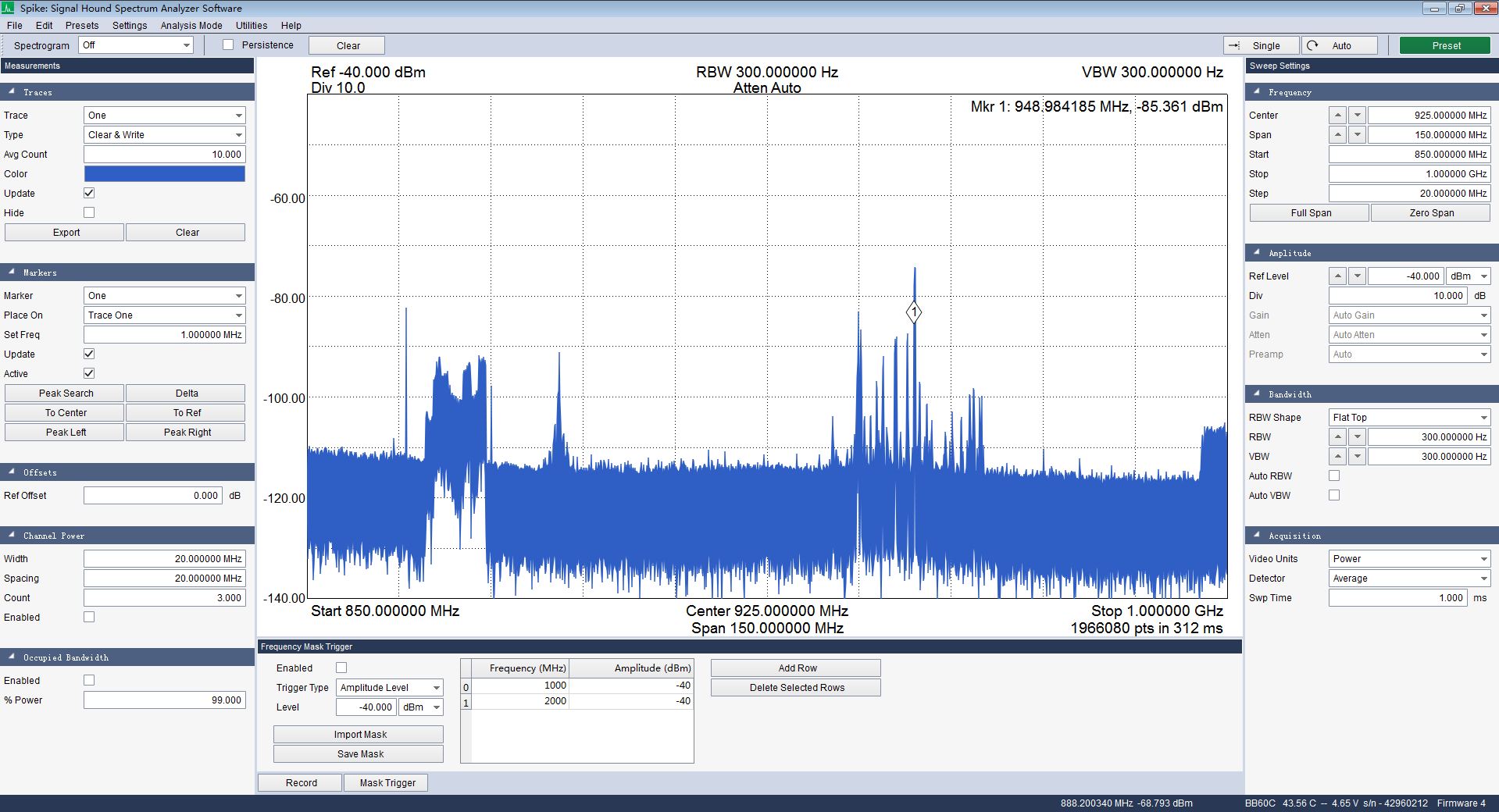 Signalhound BB60C实时频谱分析仪